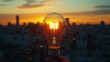 © jago - Illuminated Lightbulb Against City Sunset