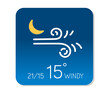 © Ангелина - Weather forecast indicating windy conditions with a nighttime temperature of 15 degrees Celsius