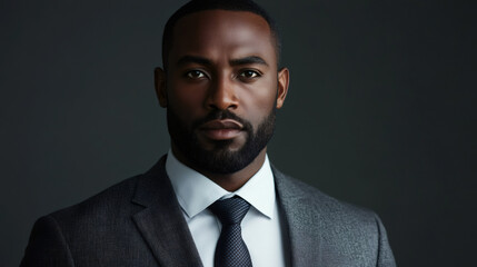 Canvas Print - Confident and professional businessman in a suit and tie poses for a studio portrait