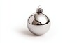 © Alpha - High-quality silver holiday ball, pure white backdrop, slight shadowing, studio quality, polished and ready for ad campaigns