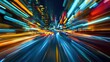 © alva studio - Dynamic city lights streaks at night, fast motion blur.