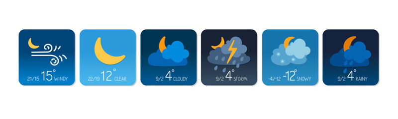 Wall Mural - weather forecast icons displaying various conditions for the week ahead