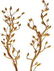 Wall Mural - 3D rendered illustration of golden branches/flora isolated on transparent background