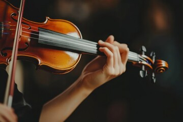 Aufkleber - Close-up of hands playing a violin. (1)