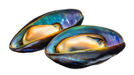 Poster - Two raw New Zealand mussels