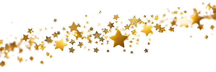 Wall Mural - scattered golden seqines and stars isolated on white or transparent background