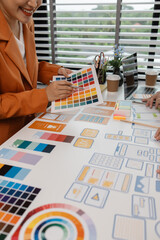 Wall Mural - process of creating an interface for a mobile app, user interface and experience concept, ux, ui, ux