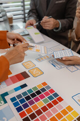 Wall Mural - process of creating an interface for a mobile app, user interface and experience concept, ux, ui, ux