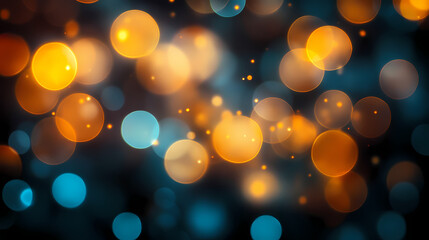 Wall Mural - defocused blue yellow orange radiance soft texture on dark black abstract empty space background. ne