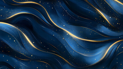 abstract glitter lights shine dark blue background gold accents creating somewhat defocused visual e