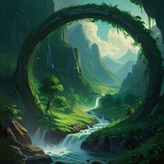 Wall Mural - landscape with mountains and clouds