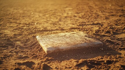 a baseball diamond with a close-up of the pitcher's mound's dirt and cleat marks, outdoor setting wi