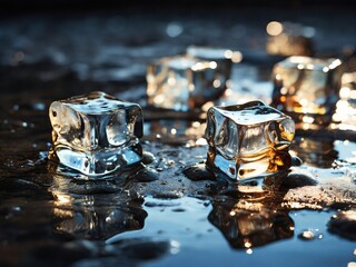 Poster - ice cubes in water