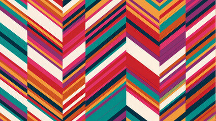 Vibrant geometric patterns in bright colors create a striking visual display for modern decor and design elements