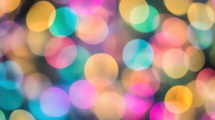 Wall Mural - Colorful bokeh lights in various hues blend into a dreamy abstract background, ideal for celebrations and creative projects