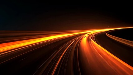 Wall Mural - Abstract Orange Light Trails Speed Motion Night Road Dynamic Energy Fast Blurred Lines Background