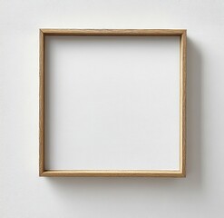 Minimalist Square Frame Mockup on White Wall with Natural Lighting in Scandinavian Style