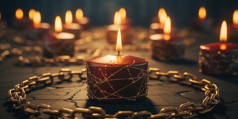 Wall Mural - christmas candles on a table