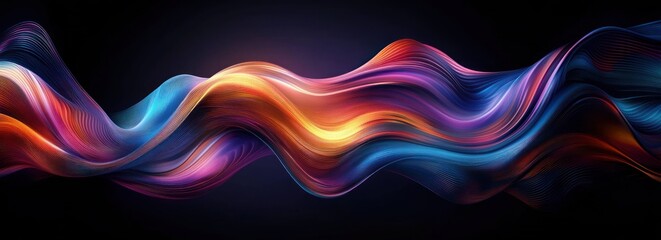 Wall Mural - Abstract Vibrant Background with Fluid Waves and Glossy Finish in Deep Shadows and Bright Highlights