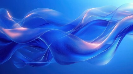 Fototapete - Abstract Blue Flowing Ribbons Composition with Ethereal Lighting