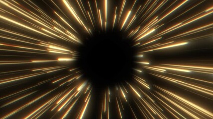 Wall Mural - Golden streams of light flow in mesmerizing motion, resembling electromagnetic waves or a journey through a luminous wormhole at the speed of light, radiating energy and brilliance.