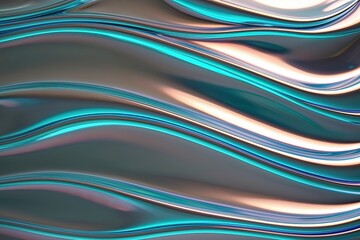 Vibrant Three Dimensional Iridescent Wave Patterns with Reflective Fluid Lines for Background and Poster Design