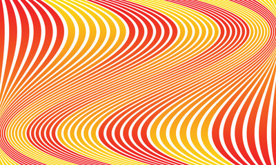 Wall Mural - abstract simple red yellow gradient wave line pattern art can be used background.