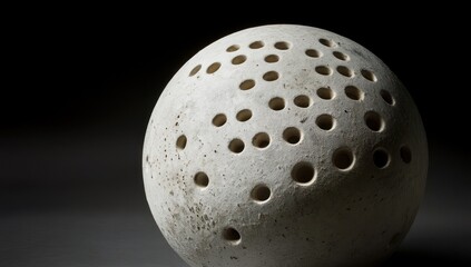 Aufkleber - Perforated sphere, textured white ceramic ball.