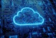 © ANUAR - Futuristic Digital Cloud Symbol Overlaid on a Complex Circuit Board Background Representing Technology, Data Storage, and Connectivity in the Modern World