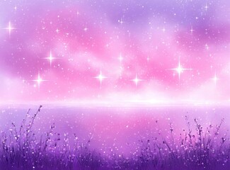 Poster - Dreamy Pink Glittery Background with Stars and Soft Pastel Hues