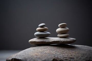 there are two rocks stacked on top of each other on a rock