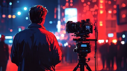 News Reporter Broadcasting from the Scene
