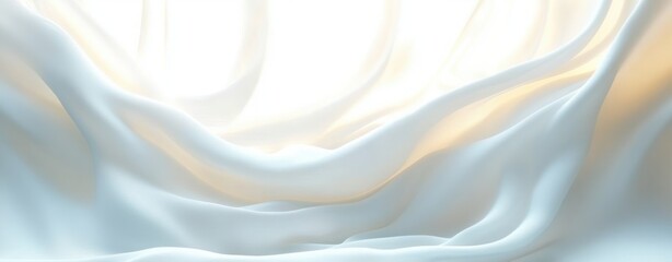 Aufkleber - Elegant White Silk Drapes with Diffused Light in Contemporary Style