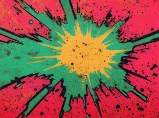 Poster - Dynamic Pop Art Explosion Background with Bold Colors and Radial Lines