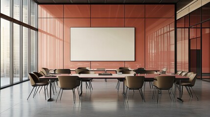 Sticker - Modern Conference Room with Large Screen and Natural Lighting