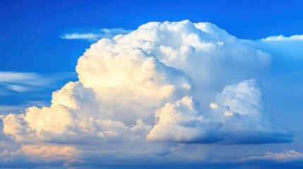 Wall Mural - fluffy white clouds stretch across the vibrant blue sky, creating a stunning contrast and showcasing
