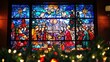 © khamz - Stained Glass Window Depicting a Christmas Scene