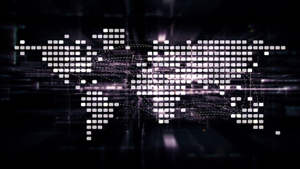 Leinwandbilder - Futuristic metaverse, hi-tech digital data telemetry with encrypted numbers, display dynamic background for computer desktop screen display format