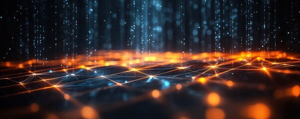 Futuristic Digital Background for Technology Networking AI Data Transfer Communication Encryption