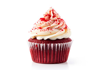 Wall Mural - Red velvet cupcake isolated on the white background
