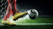 © stockist7 - A close up of a Leg wearing Football Boot Striking a Ball Mid-Air