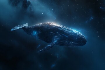 Wall Mural - a cosmic whale glides through a starry space, blending elements of nature and the universe.