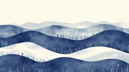 Wall Mural - seamless abstract blue rolling hills