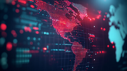 map world animated connections and data streams global business infrastructure technology abstract b