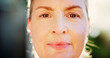 © peopleimages.com - Closeup, confidence and portrait of mature woman in nature for health, retirement or wellness. Calm, peace and serious with face of senior person outdoor in France for concentration or pride