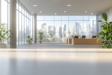 Wall Mural -  Blur focus of White open space office interior can be used as background 