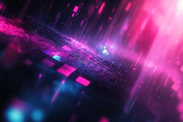 Wall Mural - abstract pink and blue digital rain falling on dark textured surface.