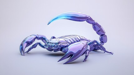 Wall Mural - sleek 3D scorpion with a minimalist design, its tail floating slightly above its body and glowing faintly blue