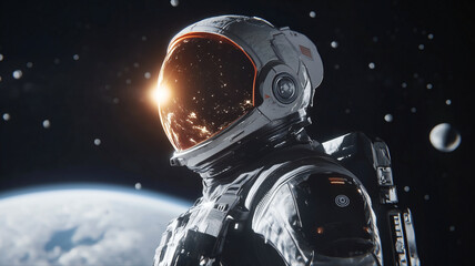 Wall Mural - Astronaut in spacesuit in space with stars