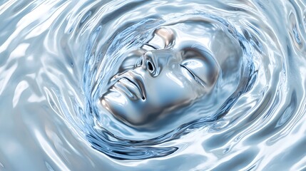 Wall Mural - cartoon Aquarius figure surrounded by a swirling spiral of water, representing the flow of time and energy
